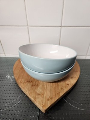 2 x Tesco Eclipse Müsli/Pudding große Schalen. Blau weiße Schalen. VCG