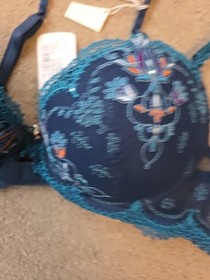 Brand New, Lise Charmel Navy Underwired Bra Crystal  Size Uk 32C  New 