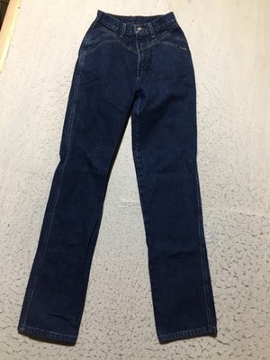 VTG Rockies Jeans Womens 27/5 L Long 16 Dark Wash High Wester Style V Yoke Slim