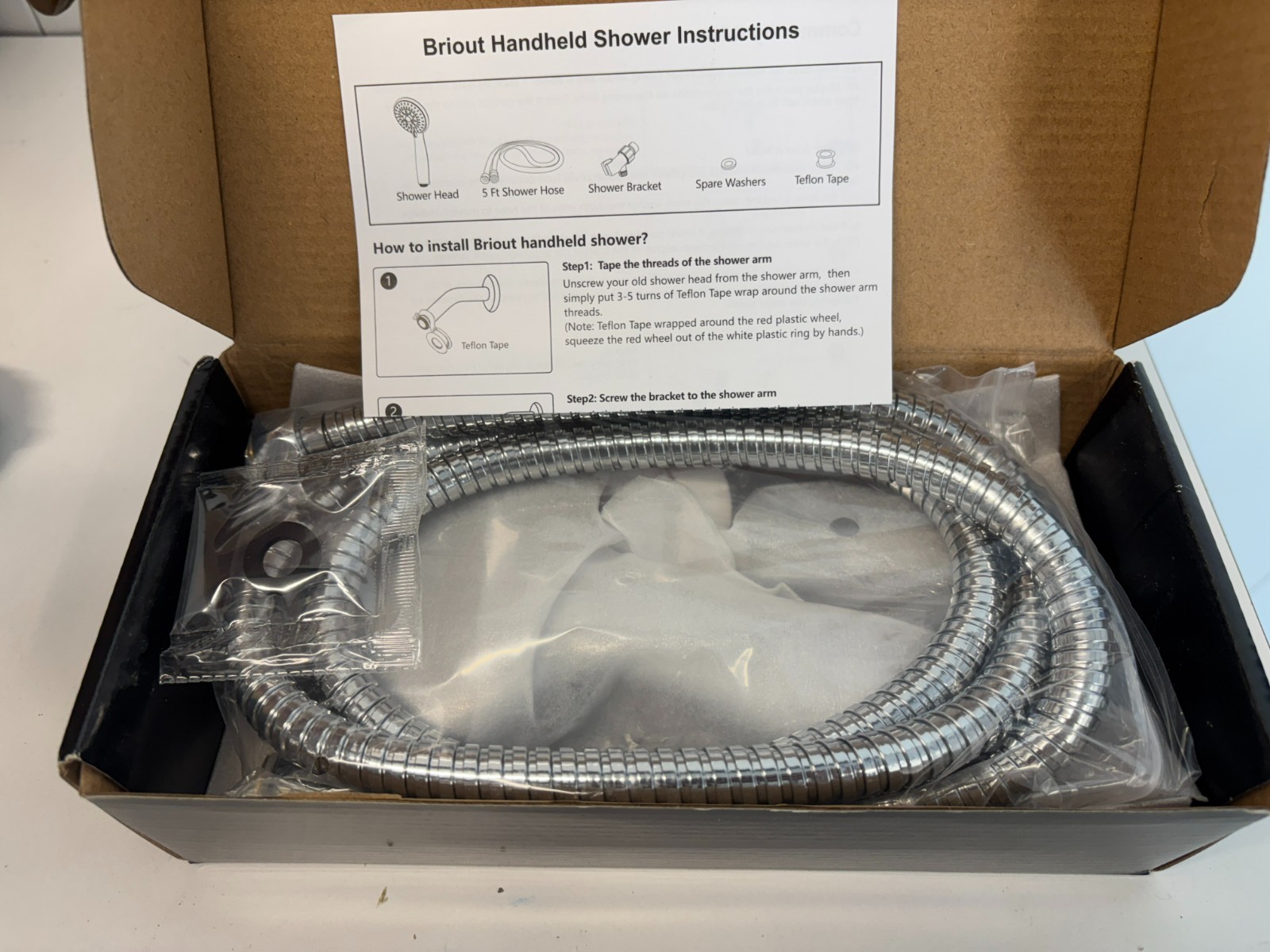 High Pressure Handheld Shower Head Briout 5-Settings Powerful NEW