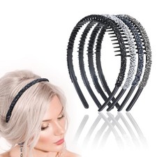 Rhinestone Headband for Women 4 Pcs Christmas Crystal Headband with Teeth