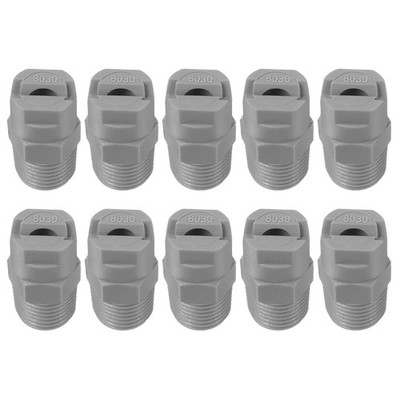10Pcs 80 Degree 3.6mm Diameter 1/4 Inch Male Thread Flat Fan Spray Tip, Gray