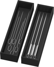 Bamboo Drawer Organizer Narrow Silverware Organizer Kitchen Stackable Utensil