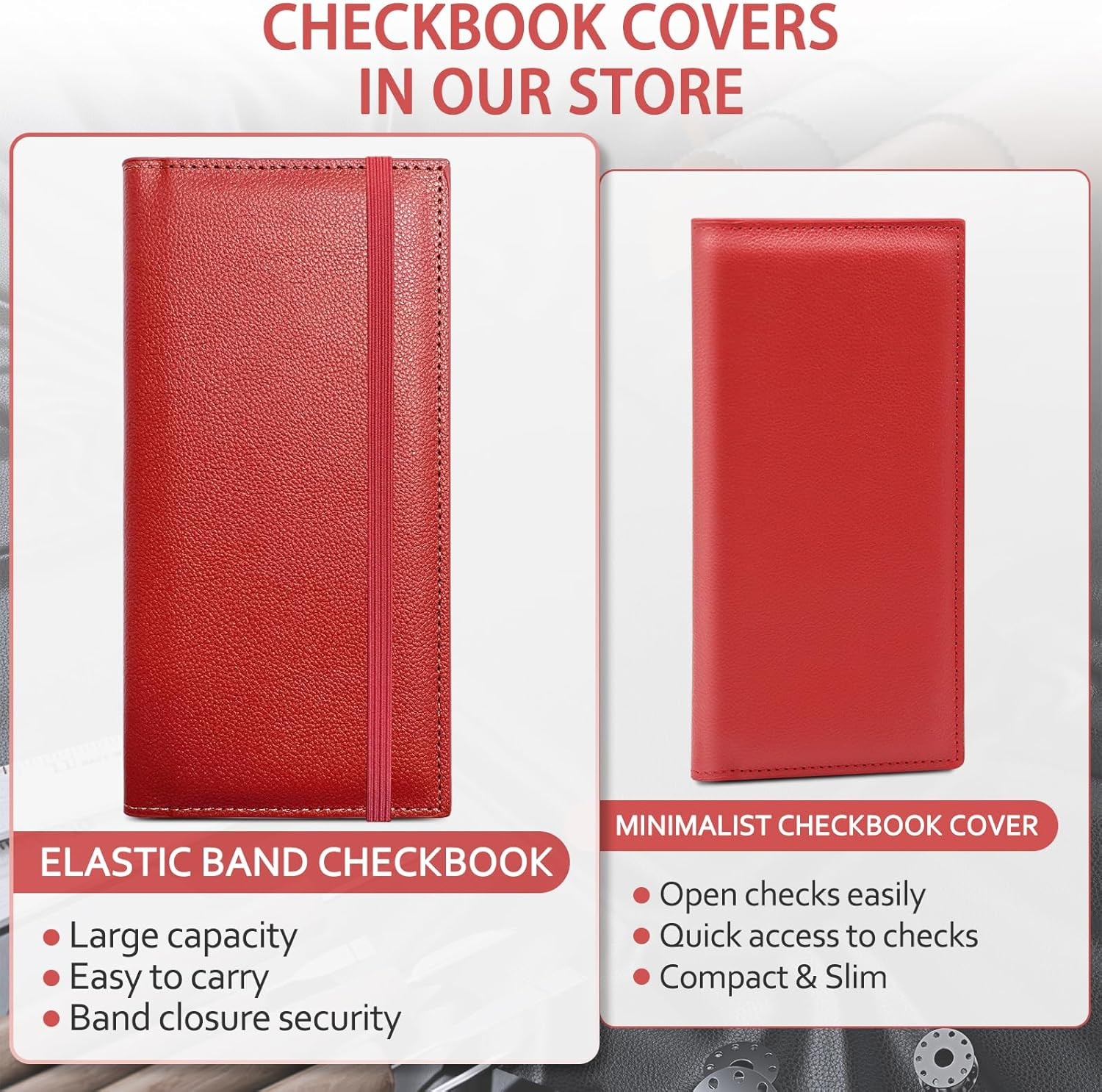 как выглядит Leather Checkbook Cover for Top Side Tear Registers Duplicate Checks with Plas фото