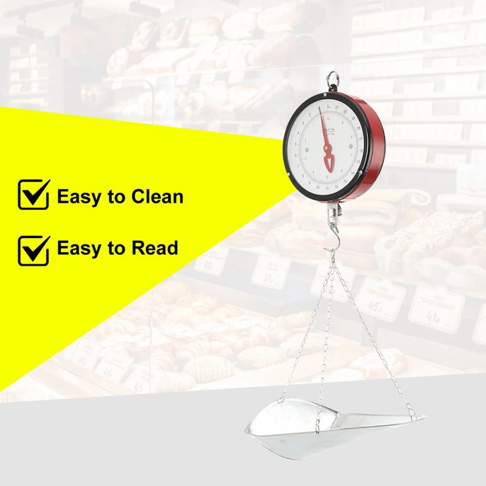 Hanging Mechanical Weight Scale, Double-Sided Dial Hanging Scale with Scoop 44lb - Image 4 of 4