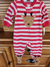 CARTERS REINDEER OUTFIT Footed. Adorable, Soft Cozy. Sz 3 Months New w/tags
