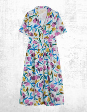 Womens Seasalt Cotton Button Up Collared Dress in Floral Chalk Pattern (Defect)