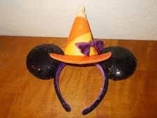 Disney Parks Halloween Candy Corn Witch Hat Minnie Mouse Ears Headband