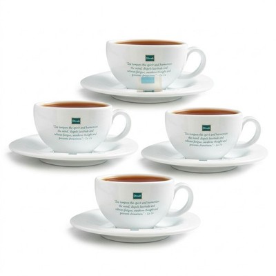 Dilmah, Queensberry Tea Cups & Saucer, Fine Porcelain, 240ml (Pack of 4)