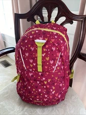 Lands End Classmate Girls Hot Pink Hearts 💕 Backpack