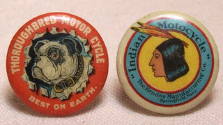 1896 INDIAN MOTOCYCLE & THOROUGHBRED MOTOR CYCLE RARE ORIGINAL PINBACK BUTTONS
