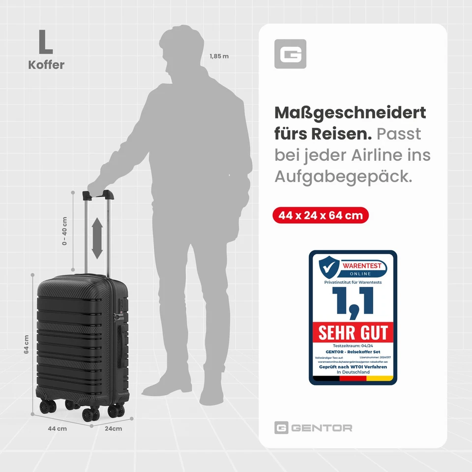 Hartschalenkoffer & Trolley Koffer Reisekoffer Travel Rollkoffer Handgepäck Set - Bild 3 von 4