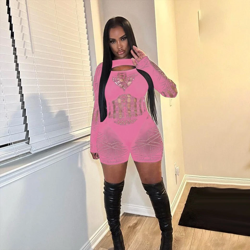 Sexy Body de Red Manga Larga Encaje Lencería Disfraz para Mujer Foto 4 de 4