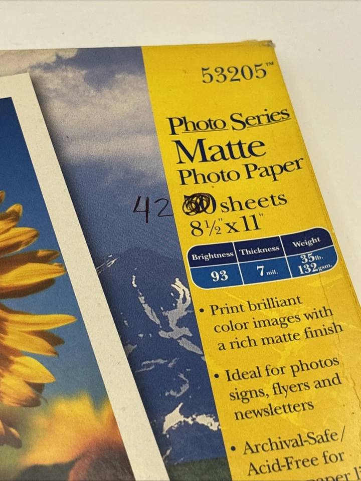 Vintage Avery Photo Series Matte Photo Paper 8.5 X 11” 42 Sheets Open Box - Image 2 of 4
