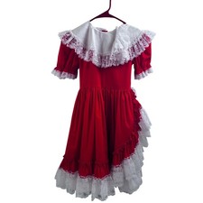 Unbranded Vintage Style Lace Ruffle Party Dress Red White Girls Kids