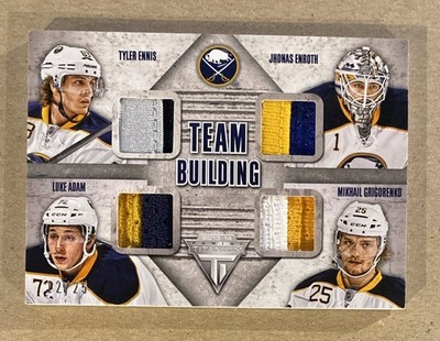 2013-14 Titanium Team Building Quad Jerseys Prime Buffalo Enroth Ennis Adam /25