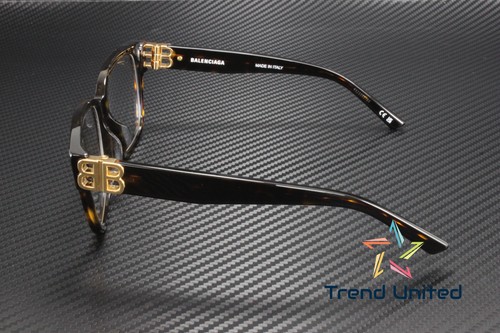 BALENCIAGA BB0104O 002 Rectangular Squared Havana Gold 56 mm Women's Eyeglasses - Picture 5 of 7