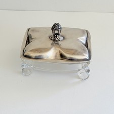 Vintage Rogers Bros. 1847 Heritage Glass Co.  Butter Dish w/Sterling Silver Lid