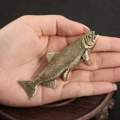 Brass Fish Statue Miniature Fish Sculpture for Living Room Yoga Room Bedroom