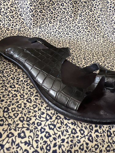 Sandali slip-on CYDWOQ in pelle di coccodrillo marrone fatti a mano negli Stati Uniti taglia 39 - Foto 7 di 10