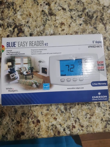 PreOwned Emerson White Rodgers 1F95EZ-0671 Blue Easy Programmable Thermostat