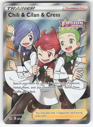 NM   Chili & Cilan & Cress   258/264   Fusion Strike   Ultra Rare   Pokemon Card