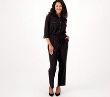 Joan Rivers Classics Regular Pull-On W/ Drawstring Jumpsuit Black 2XL New