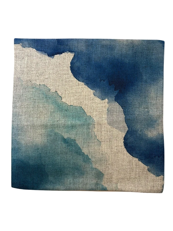 Funda de Almohada H&M Home Estampada 20x20 Cremallera Tejida Azul Ombré Teñido Lucir Nueva Con Etiquetas Foto 2 de 4