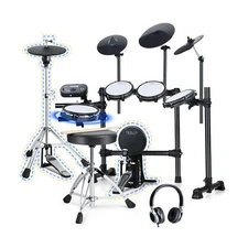 Fesley Electric Drum Set, Electronic Drum Set with 4 Quiet Mesh Drum Pads, In...