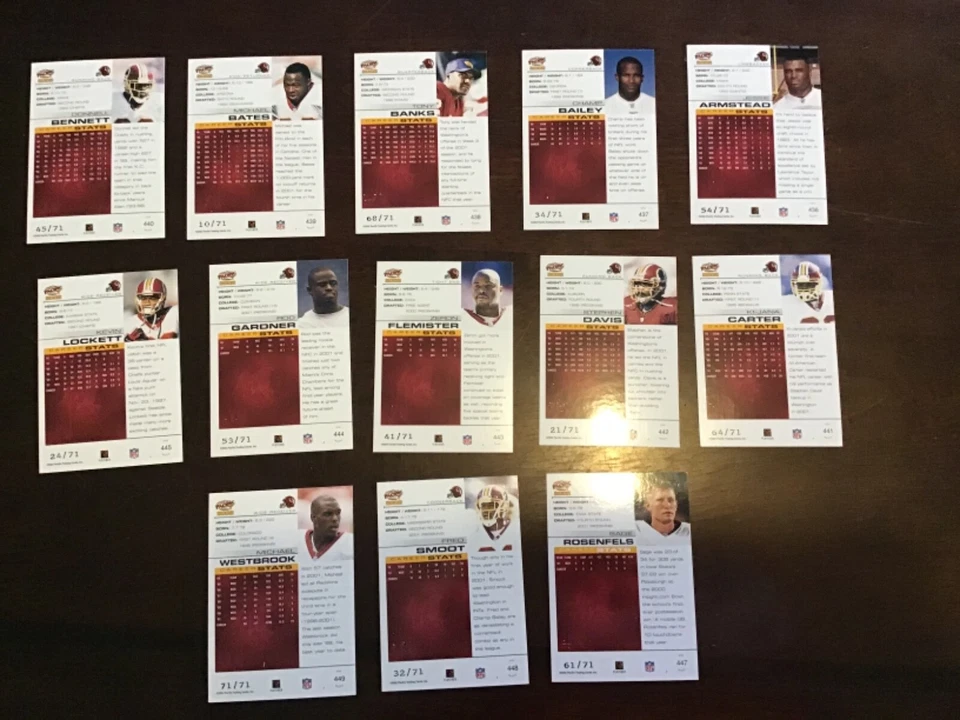 2002 - Pacific LTD Football Serial #ed /24 /71 Washington Redskins YOU CHOOSE - Image 2 of 2