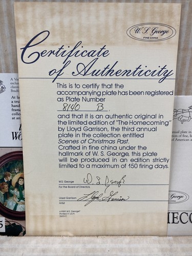 Lloyd Garrison “The Homecoming” 1989 Bradford Plate 22K Rim 8-1/2” Box & COA A7 - Picture 5 of 11