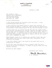 AB HAPPY CHANDLER PSA/DNA SIGNED 1986 LETTER BASEBALL HOF AUTOGRAPH AUTO TO KUHN