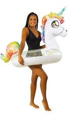 PoolCandy Glitter Unicorn Large Swimming Inflatable Pool Tube Float 40 NEW