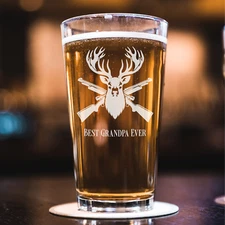 Unique Engraved Hunting Glass Custom Wine Whiskey or Beer Pint