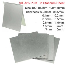 99.99% Pure Tin Metal Sheet Plate Scientific 100*100 100*150mm 0.03 0.05 0.1mm