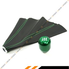 M10 X 1.5 Type-r Style Green 5 Speed Gear Knob Leather Shift Boot For Honda