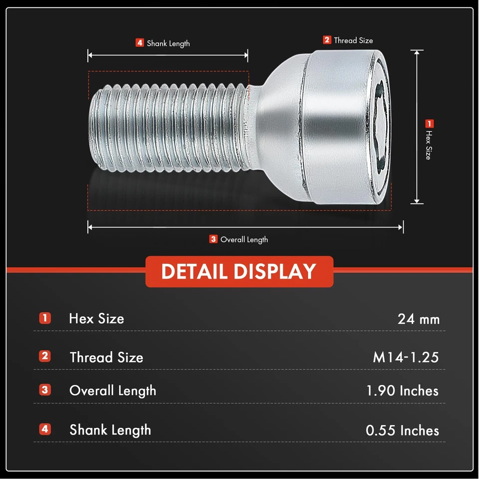 5x Tuerca de rueda M14-1.5 para Audi A4 2008-2020 A6 A3 TT A4 Allroad A3 Quattro Foto 2 de 4
