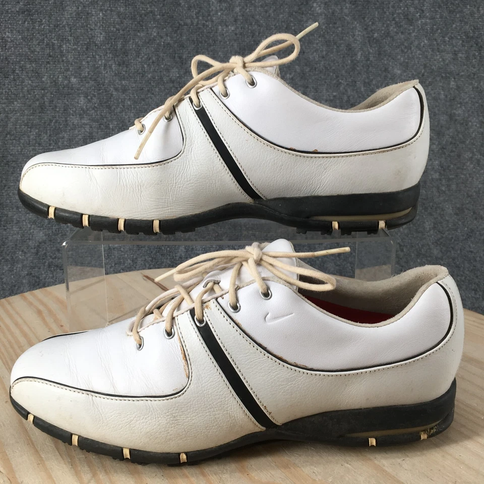 Nike Air Zapatos Mujer 9 Tac Tenis de Golf Sin Tacos S314906-101 Cuero Blanco Foto 2 de 4