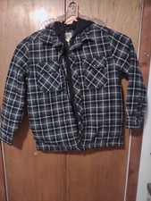 Boston Traders Men's Plaid Flannel Hooded Shacket Quilted Lined Jacket Size M