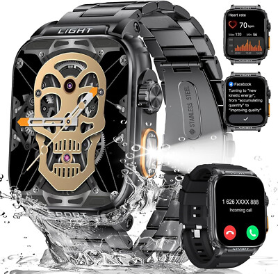 Smartwatch Herren mit LED Taschenlampe Telefonfunktion Sportmodi Wasserdicht