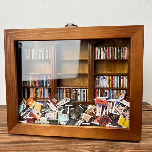 Anxiety Bookshelf Creative Miniature Book Match Display w/ 200 Mini-Books S - Picture 5 of 12