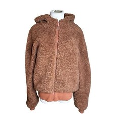 Fabletics Summit Teddy Sherpa Hooded Jacket In Toffee Outdoor Sporty Yoga