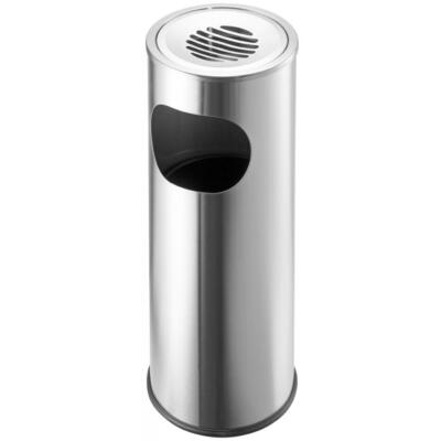 helit Edelstahl-Papierkorb mit Ascher, rund, silber