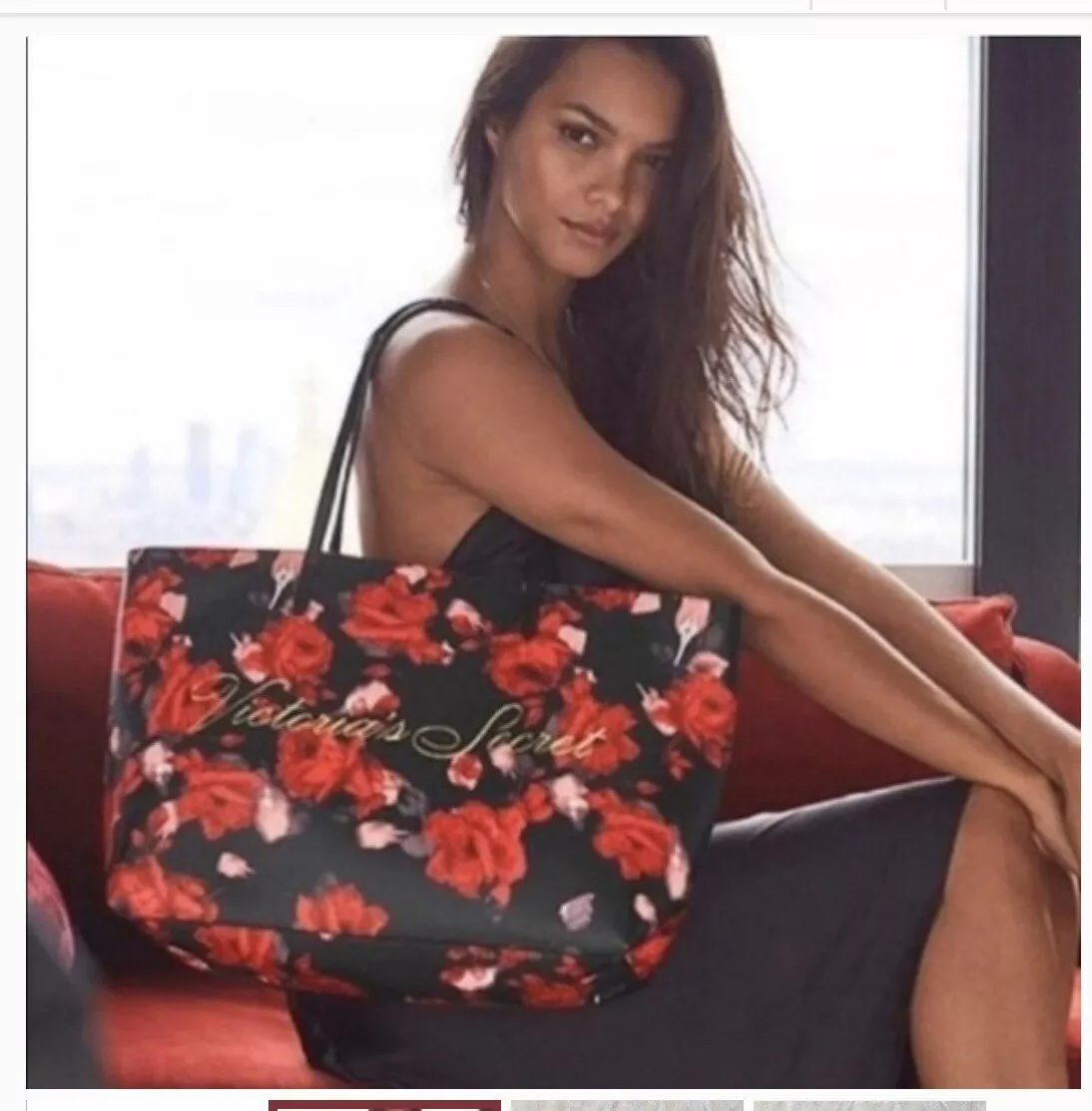 New! Victorias Secret Pretty Floral Rose Tote Bag Shoulder Bag Black Friday  2019