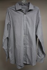 Jack Stone By Thomas Dean Men's Shirt Size XL Gray White Long Sleeve Flip Cuff