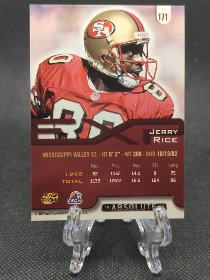 1999 Absolute EXP Football Card #171 Jerry Rice HOF - Image 2 of 2