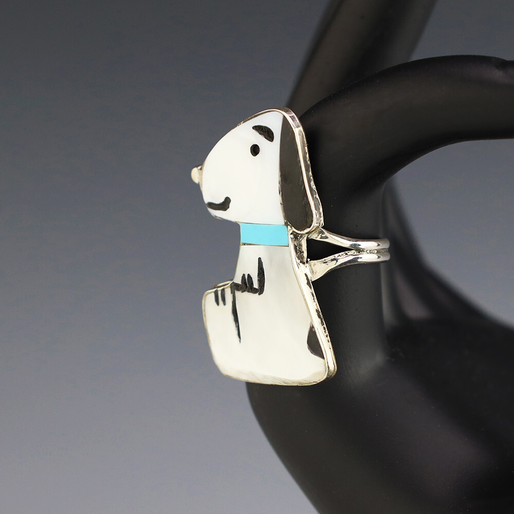 NATIVE AMERICAN ZUNI INLAY SNOOPY RING BY SHENEL COMOSONA | eBay