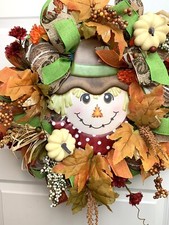 Fall Wreath Scarecrow Decor Thanksgiving Door Decor