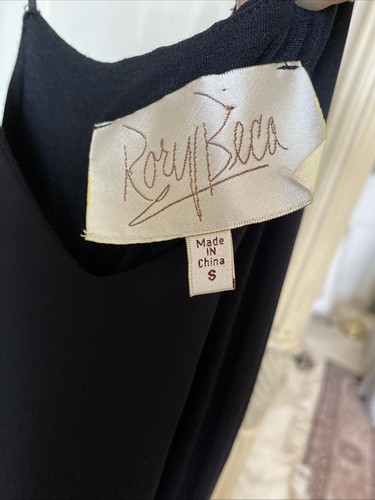 Rory Beca Silk Chiffon Black Maxi Dress Elastic Waist SZ S Trend Must Have! - Picture 8 of 9