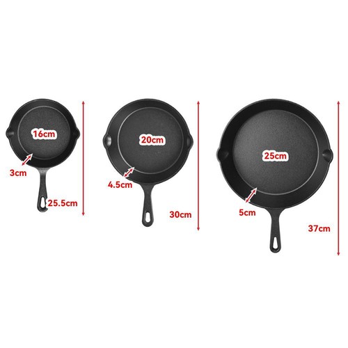 Pfannenset Antihaft Bratpfannen set Gusseisen Pfanne 3tlg 16+20+25 cm Induktion - Bild 15 von 18